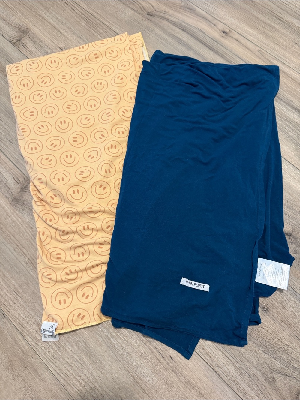 Posh Peanut Navy & Yellow Smiley Swaddle Duo